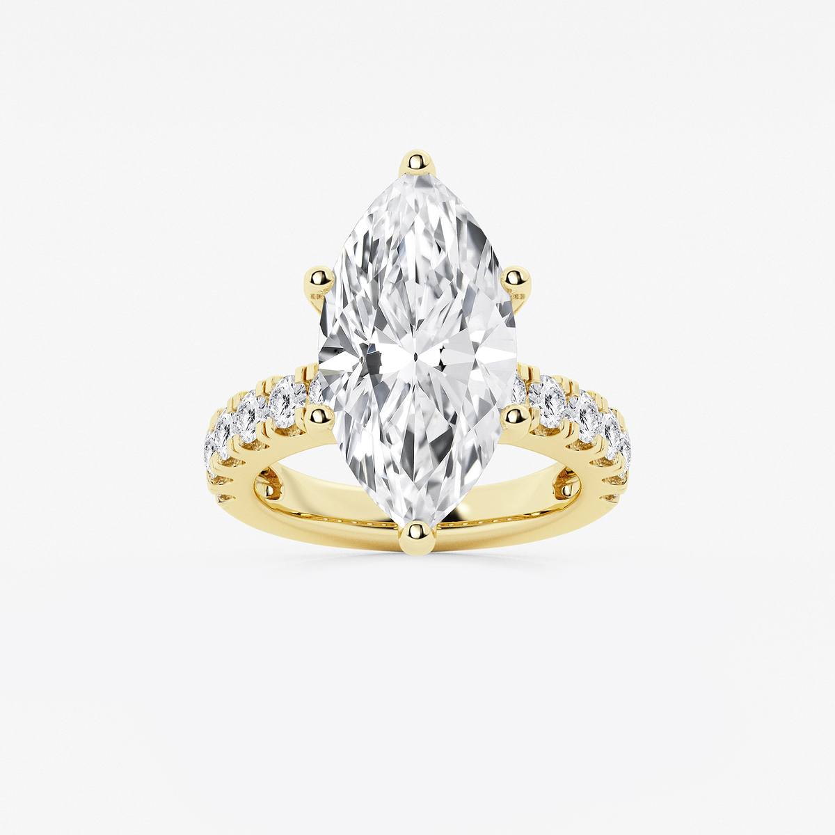 9 ctw Marquise Lab Grown Diamond Engagement Ring with Split Prong Side Accents