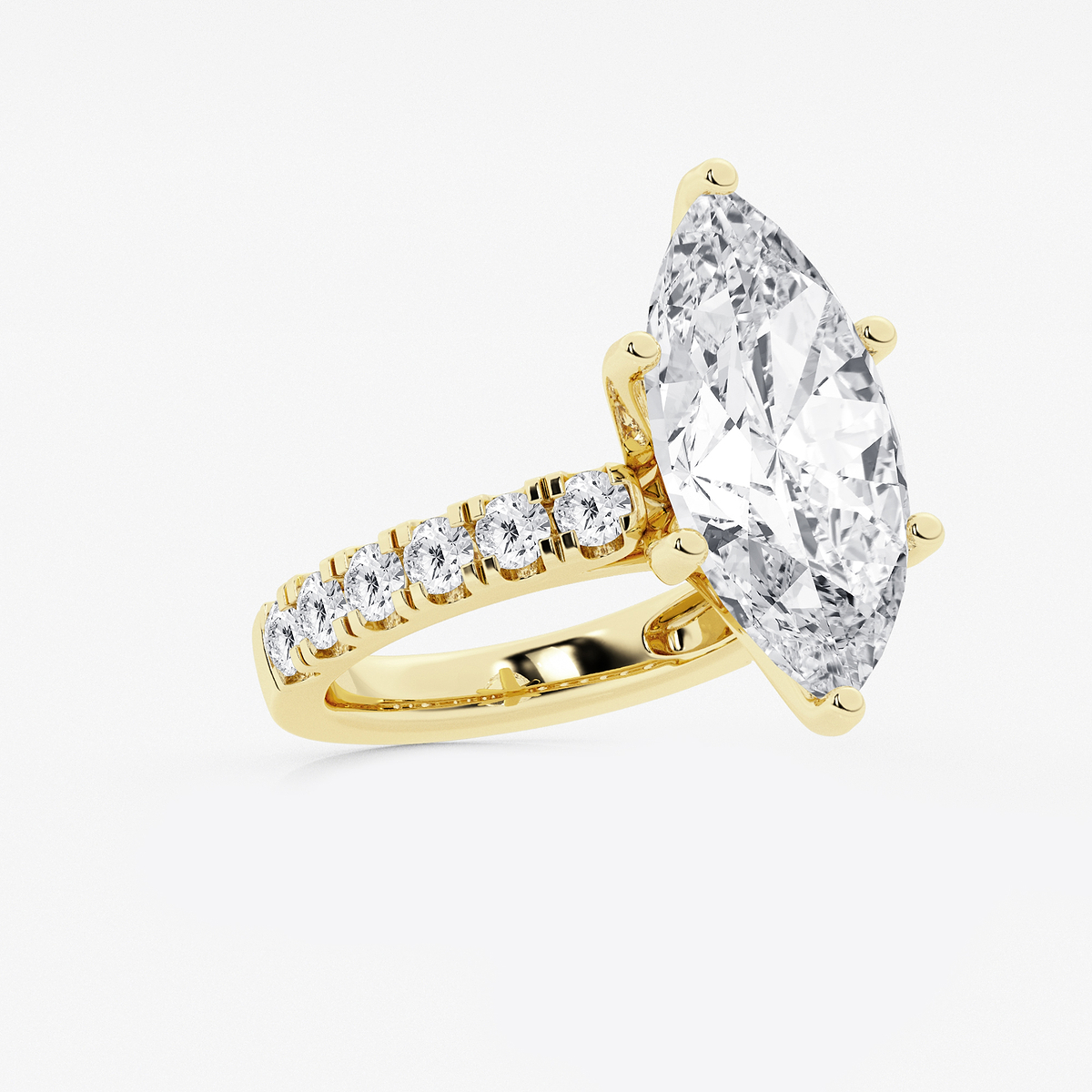 Additional Image 1 for  9 ctw Marquise Lab Grown Diamond Engagement Ring with Split Prong Side Accents