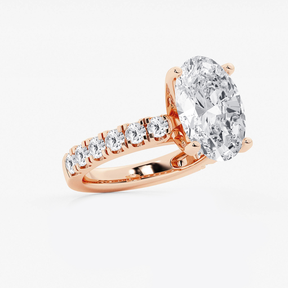 Additional Image 1 for  7 ctw Oval Lab Grown Diamond Engagement Ring with Split Prong Side Accents