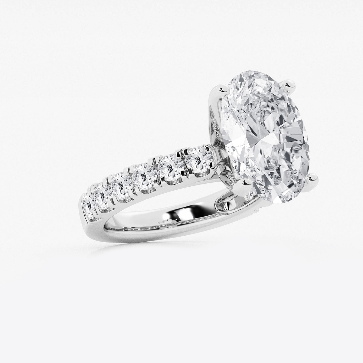 Additional Image 1 for  7 ctw Oval Lab Grown Diamond Engagement Ring with Split Prong Side Accents