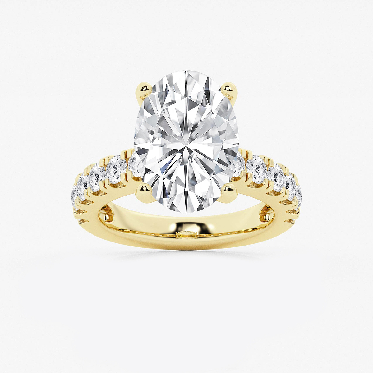 7 ctw Oval Lab Grown Diamond Engagement Ring with Split Prong Side Accents
