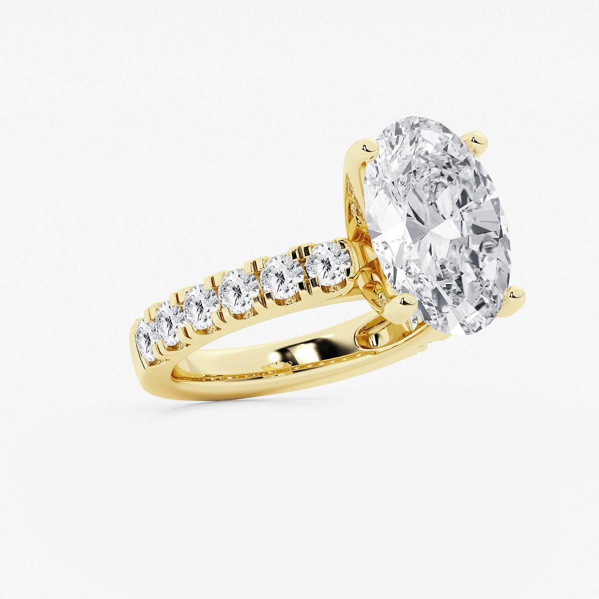 Additional Image 1 for  7 ctw Oval Lab Grown Diamond Engagement Ring with Split Prong Side Accents