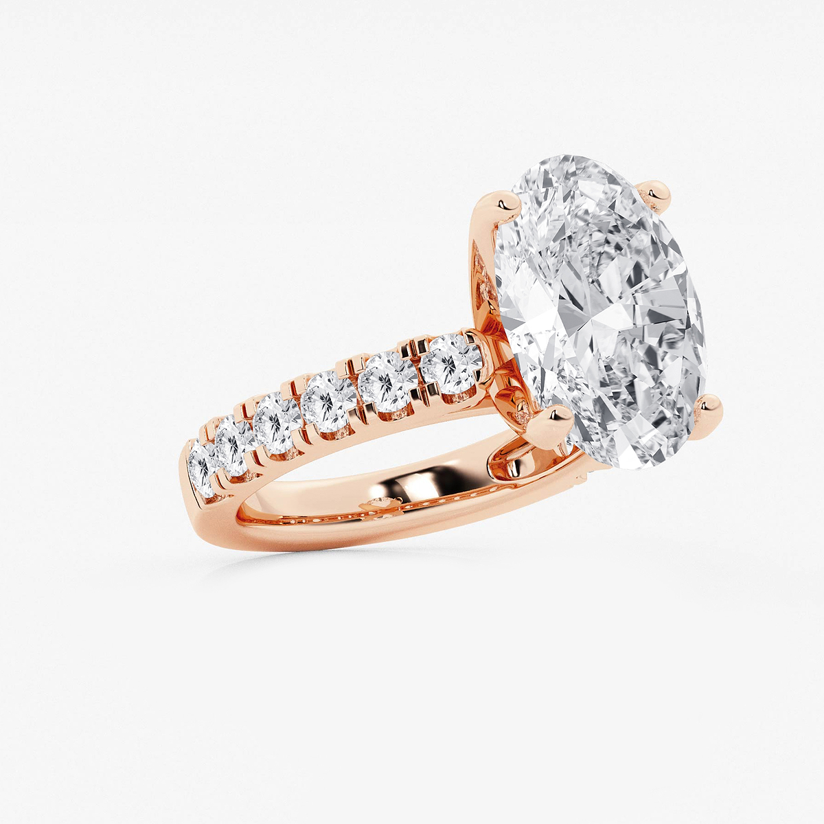 Additional Image 1 for  8 ctw Oval Lab Grown Diamond Engagement Ring with Split Prong Side Accents