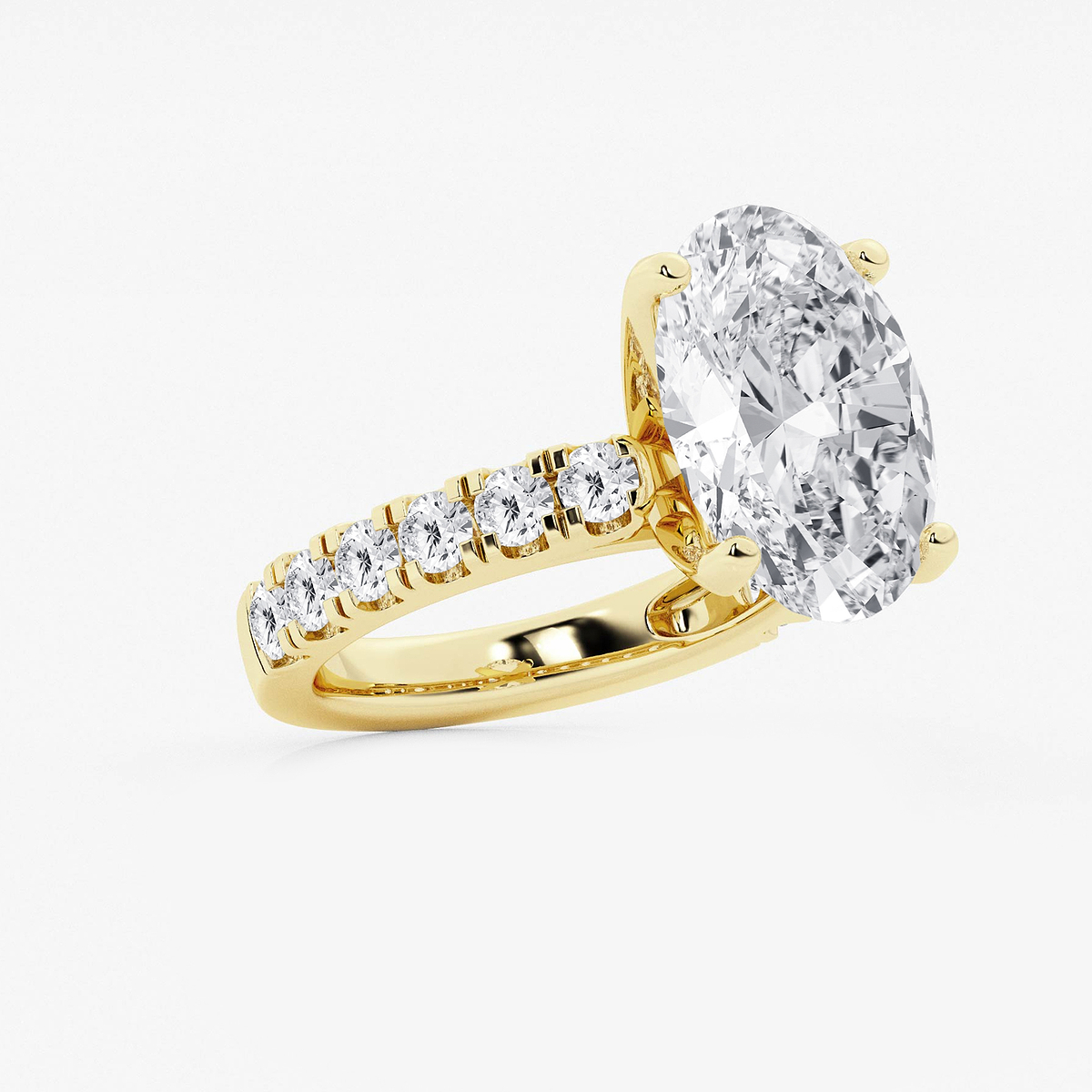 Additional Image 1 for  8 ctw Oval Lab Grown Diamond Engagement Ring with Split Prong Side Accents