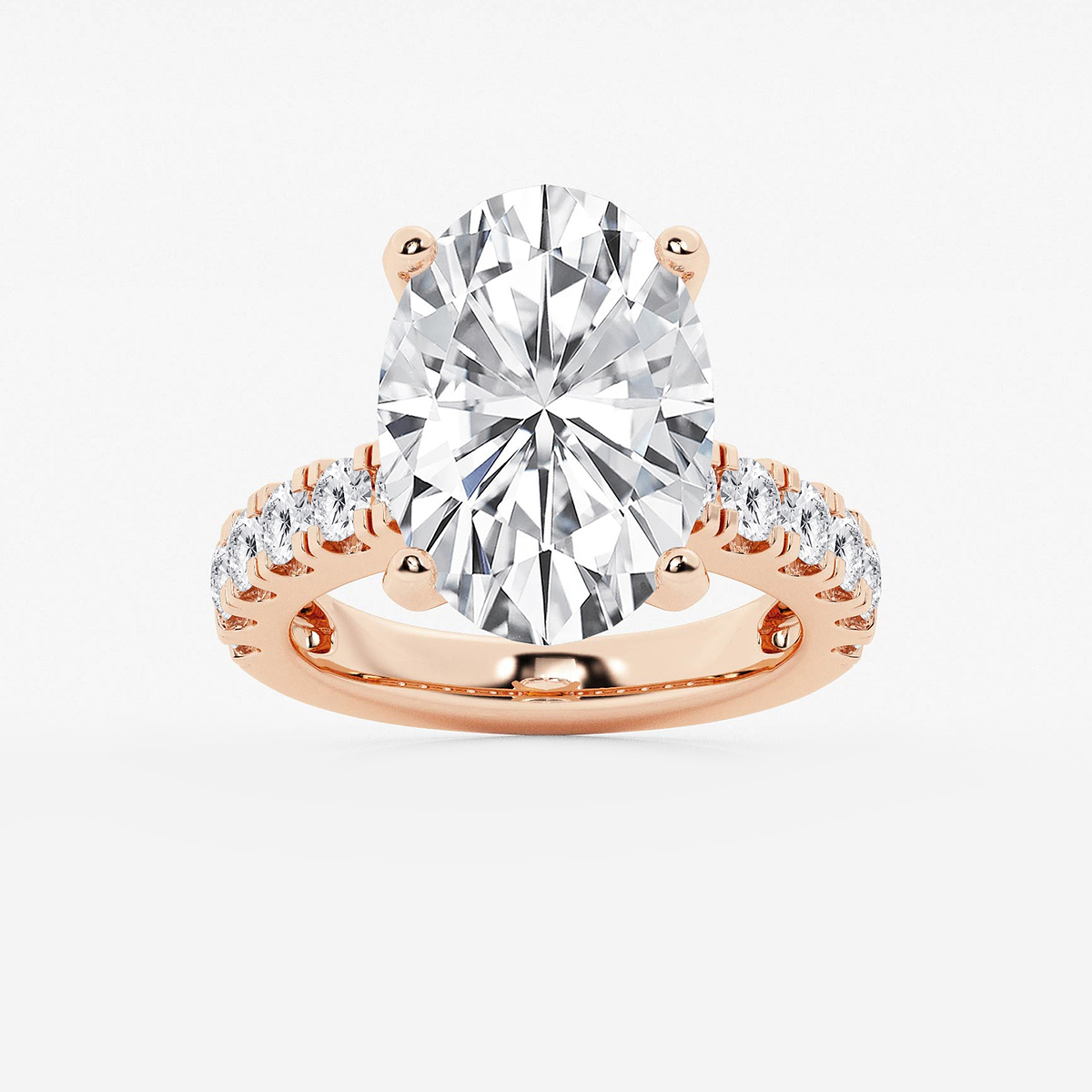 9 ctw Oval Lab Grown Diamond Engagement Ring with Split Prong Side Accents