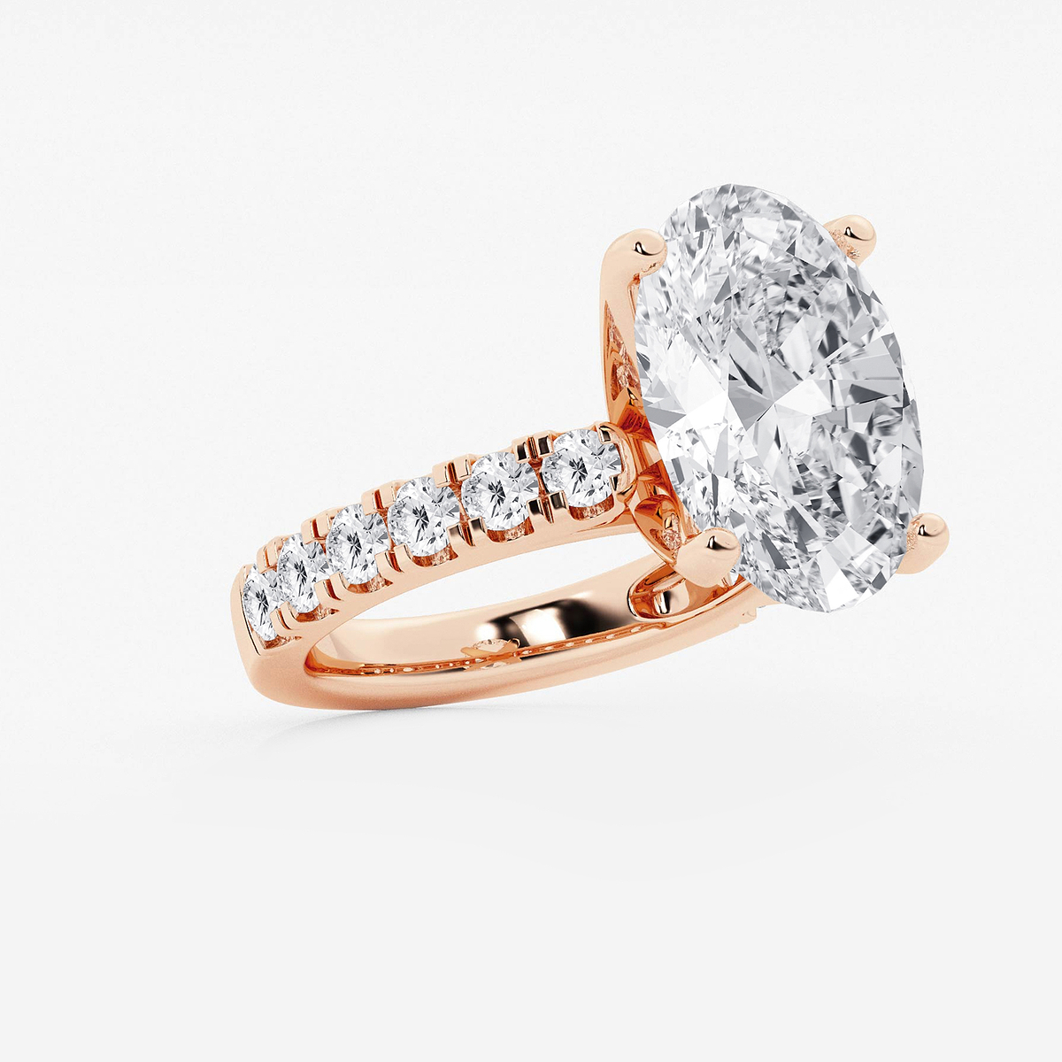 Additional Image 1 for  9 ctw Oval Lab Grown Diamond Engagement Ring with Split Prong Side Accents