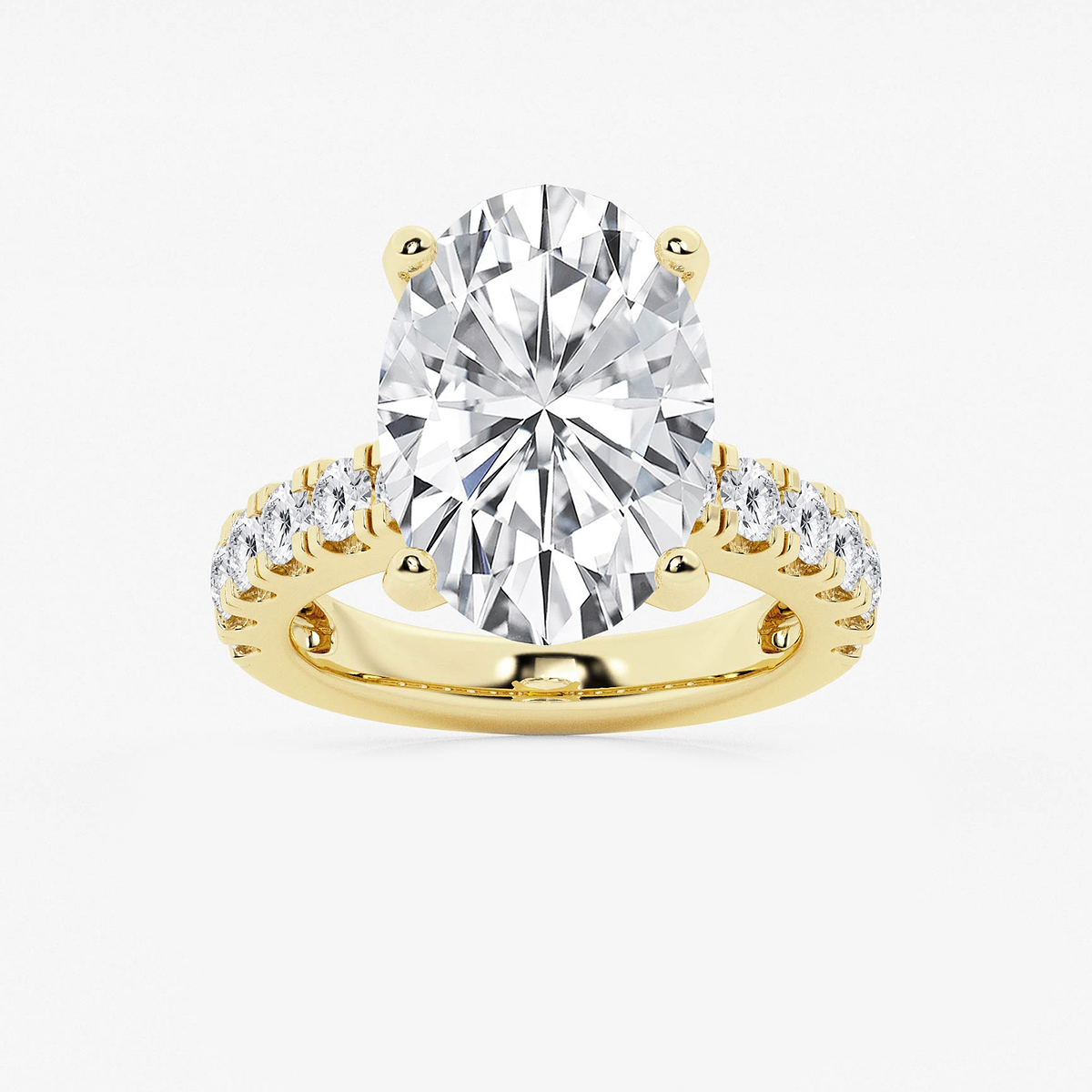 9 ctw Oval Lab Grown Diamond Engagement Ring with Split Prong Side Accents