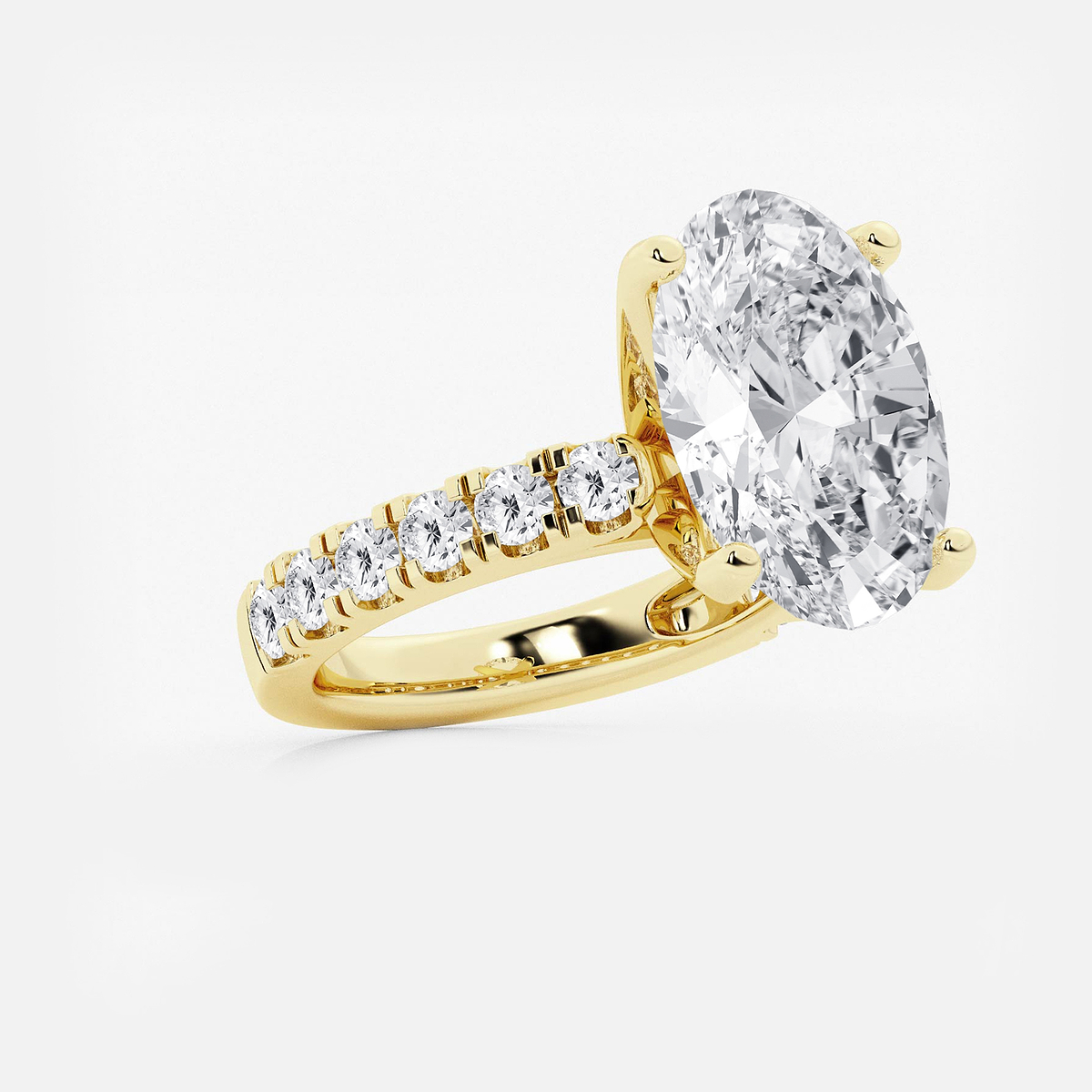 Additional Image 1 for  9 ctw Oval Lab Grown Diamond Engagement Ring with Split Prong Side Accents