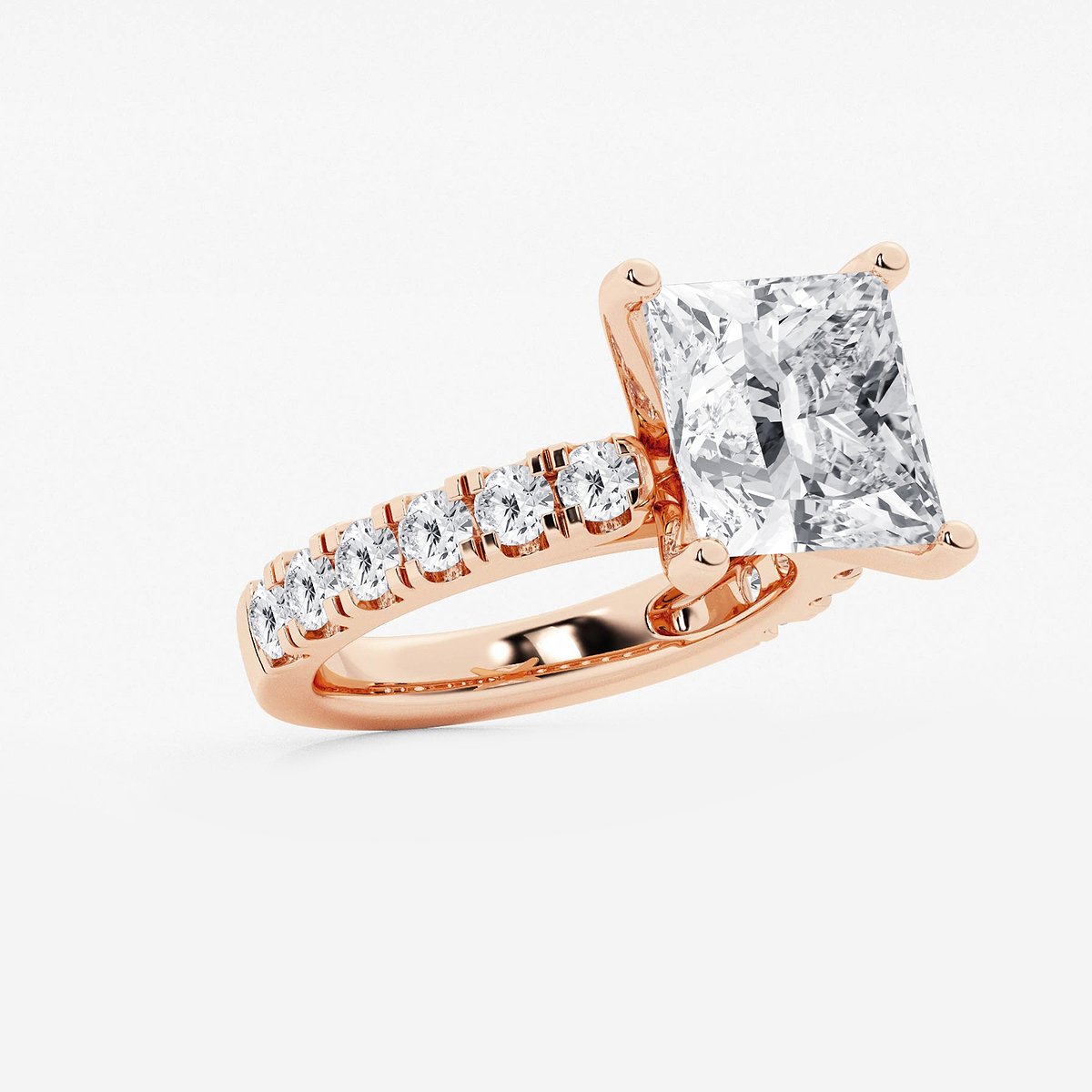 Additional Image 1 for  7 ctw Princess Lab Grown Diamond Engagement Ring with Split Prong Side Accents