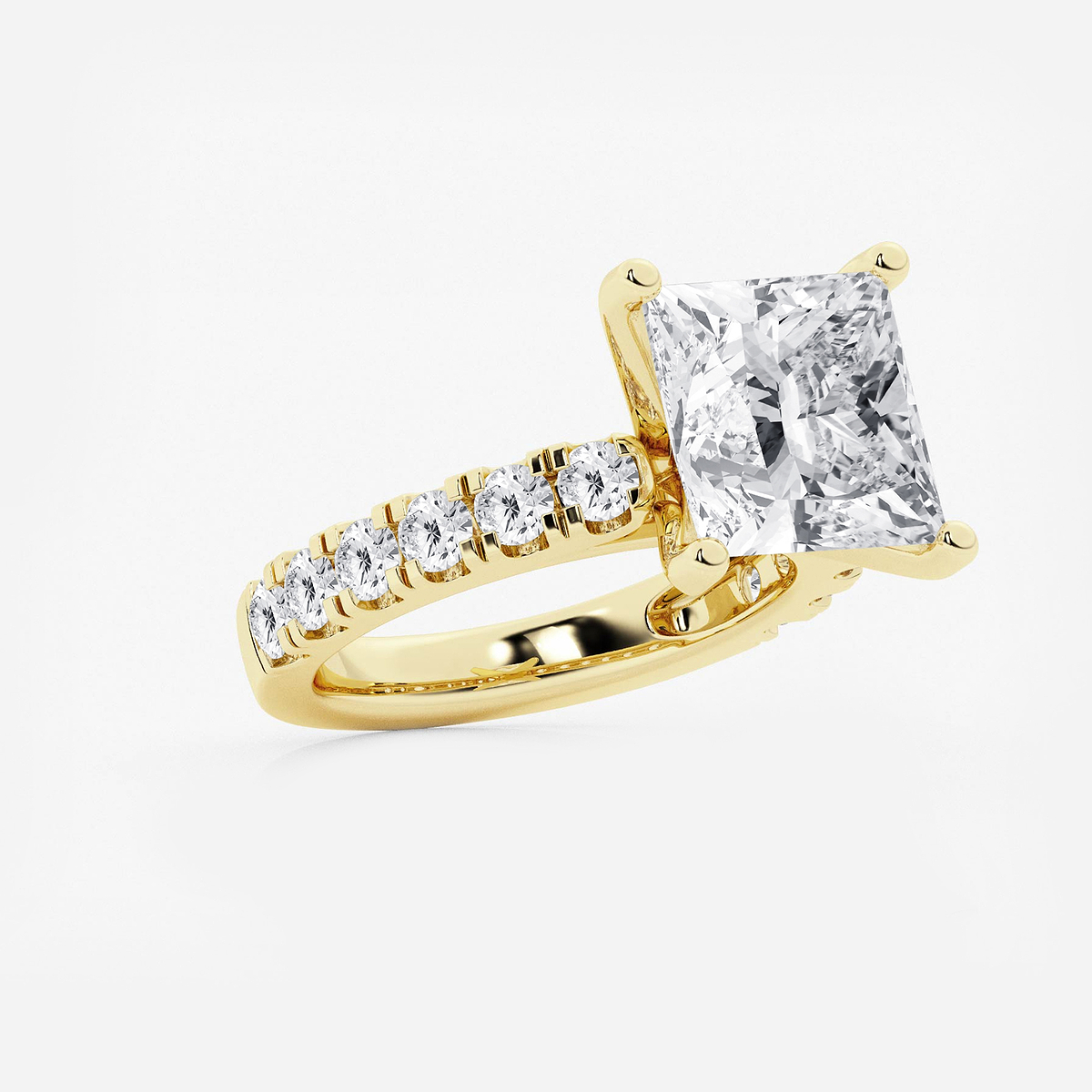 Additional Image 1 for  7 ctw Princess Lab Grown Diamond Engagement Ring with Split Prong Side Accents
