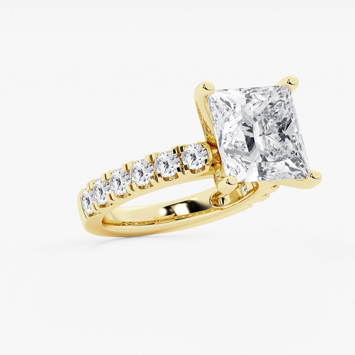 Additional Image 1 for  8 ctw Princess Lab Grown Diamond Engagement Ring with Split Prong Side Accents