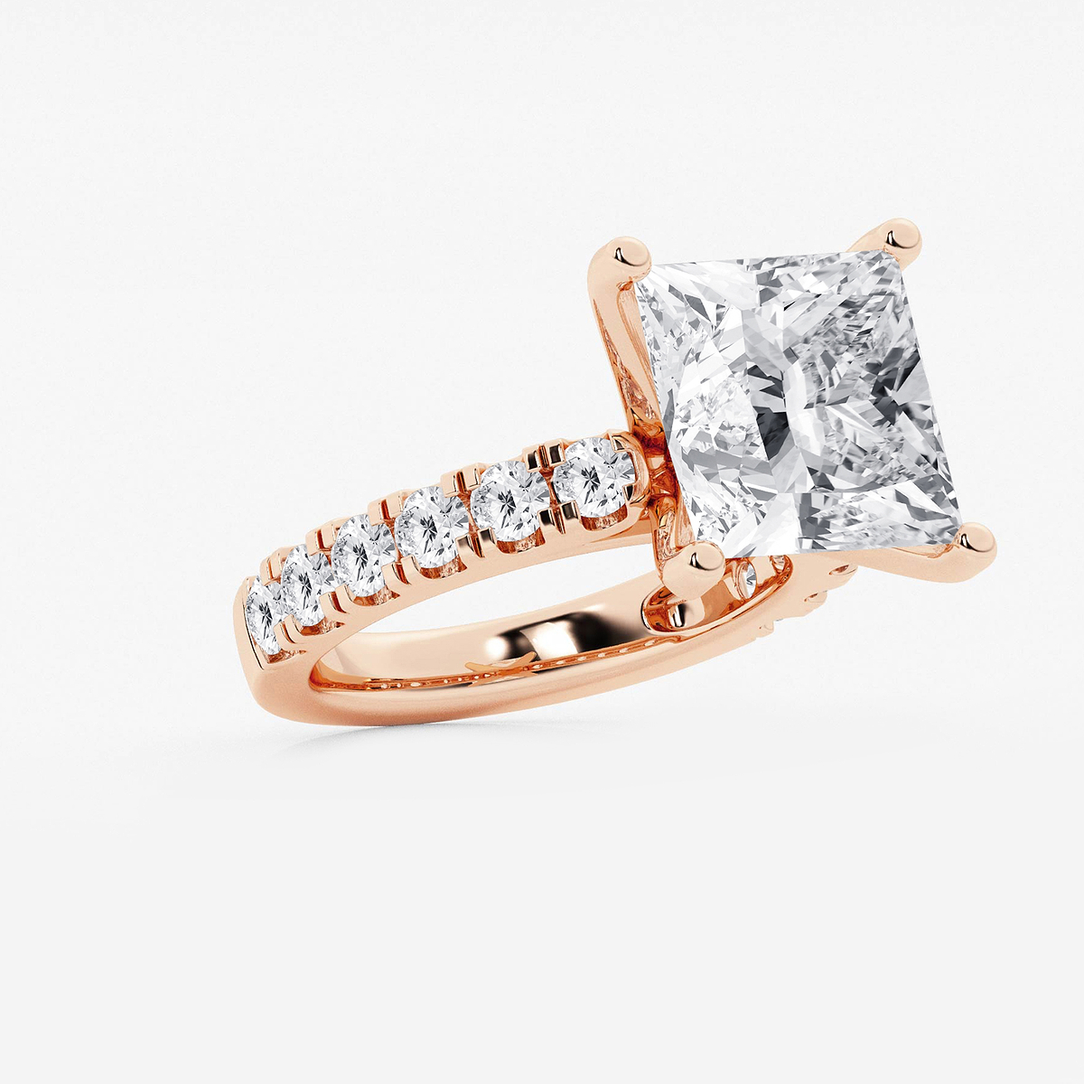 Additional Image 1 for  9 ctw Princess Lab Grown Diamond Engagement Ring with Split Prong Side Accents