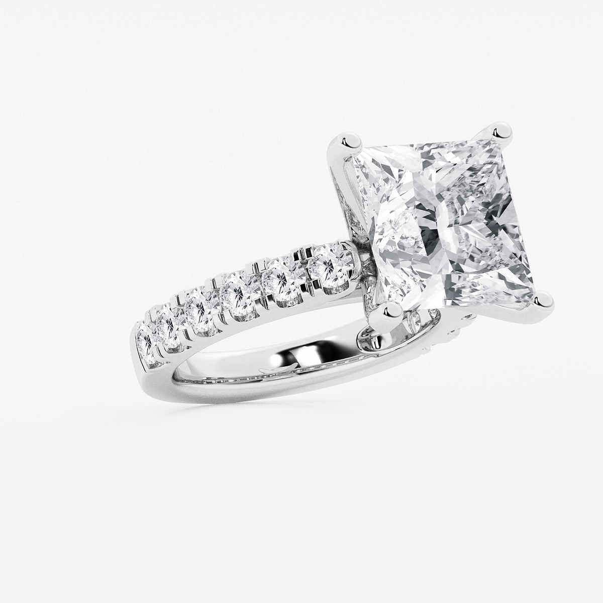 Additional Image 1 for  9 ctw Princess Lab Grown Diamond Engagement Ring with Split Prong Side Accents