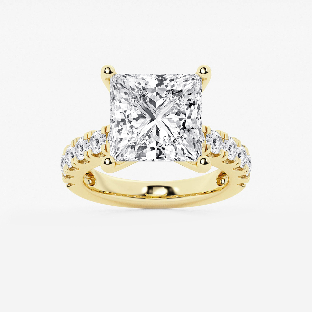 9 ctw Princess Lab Grown Diamond Engagement Ring with Split Prong Side Accents