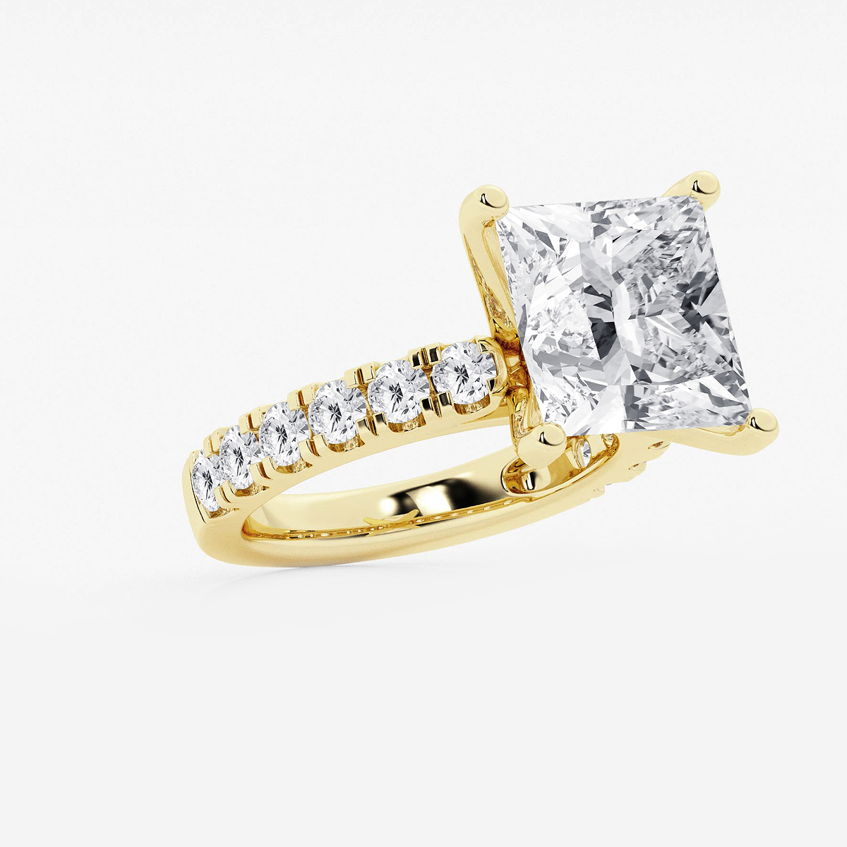 Additional Image 1 for  9 ctw Princess Lab Grown Diamond Engagement Ring with Split Prong Side Accents
