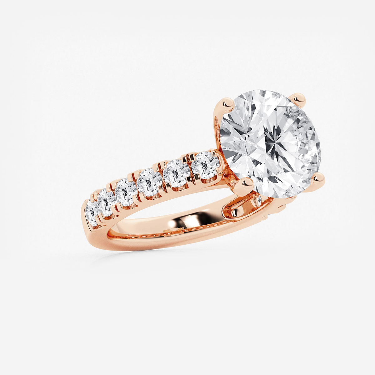 Additional Image 1 for  7 ctw Round Lab Grown Diamond Engagement Ring with Split Prong Side Accents