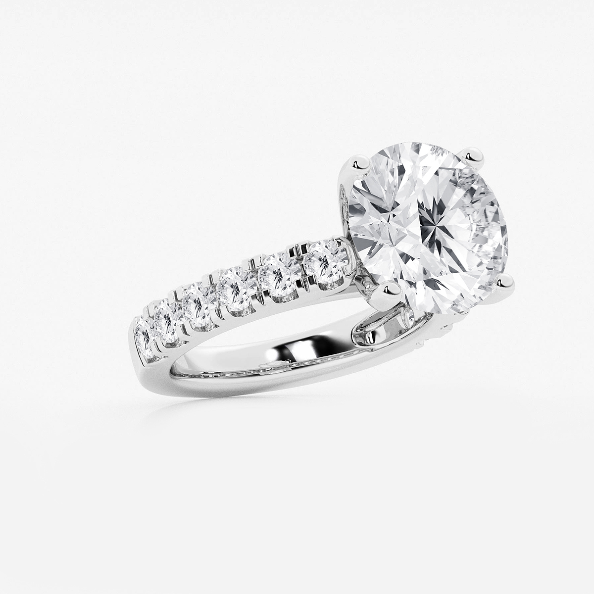 Additional Image 1 for  7 ctw Round Lab Grown Diamond Engagement Ring with Split Prong Side Accents
