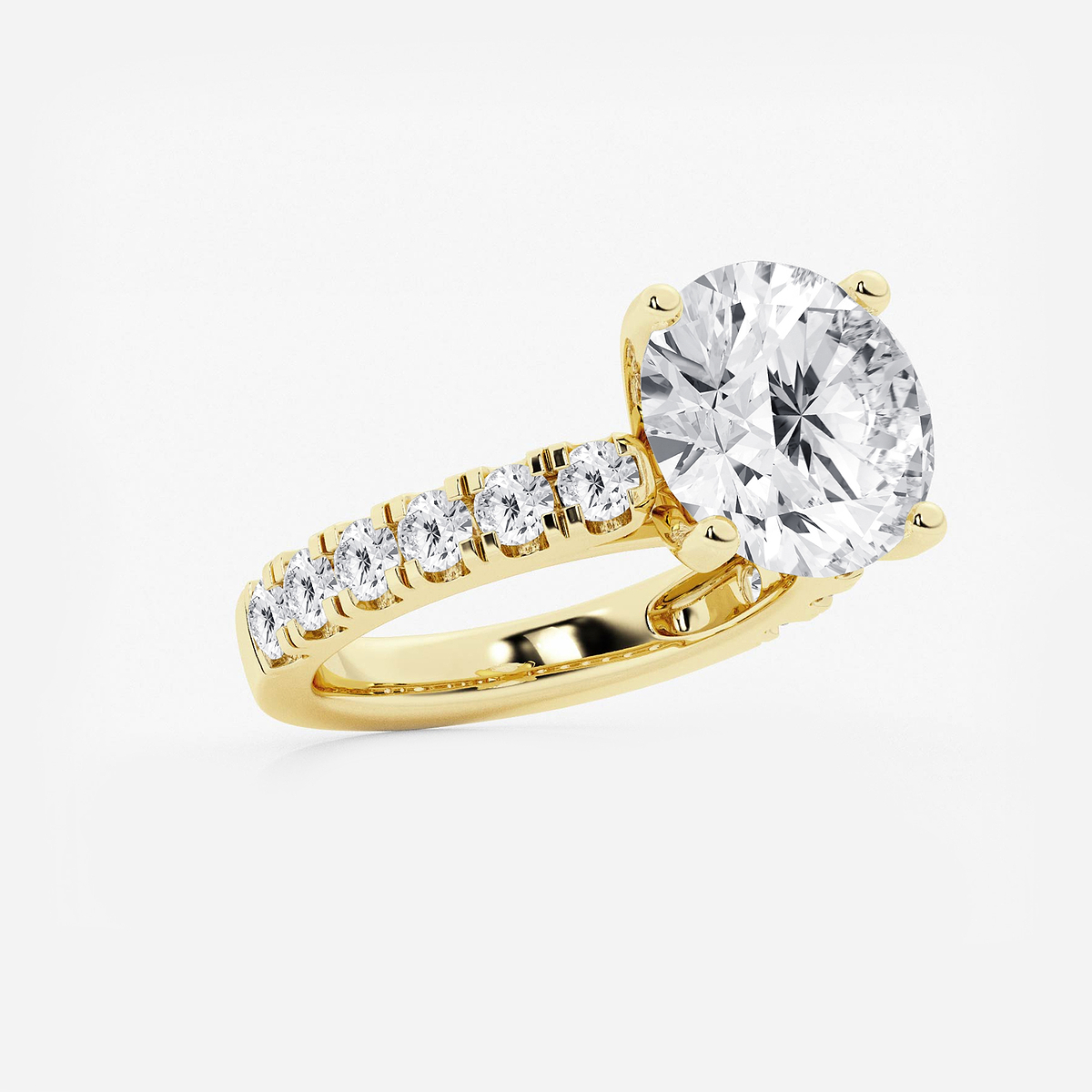 Additional Image 1 for  7 ctw Round Lab Grown Diamond Engagement Ring with Split Prong Side Accents