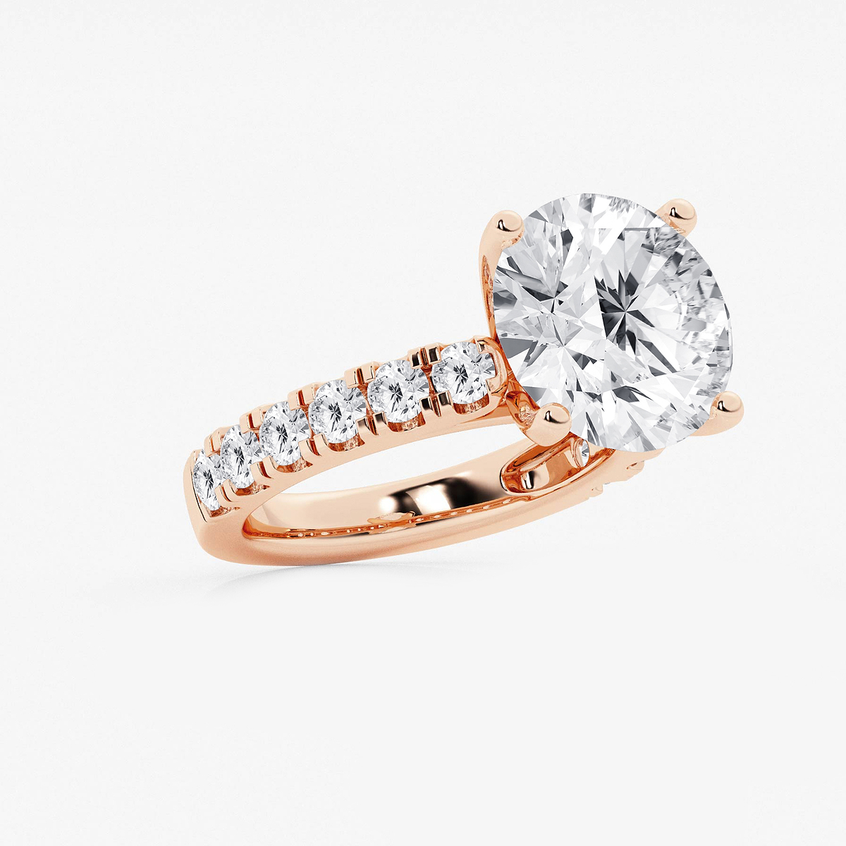 Additional Image 1 for  8 ctw Round Lab Grown Diamond Engagement Ring with Split Prong Side Accents