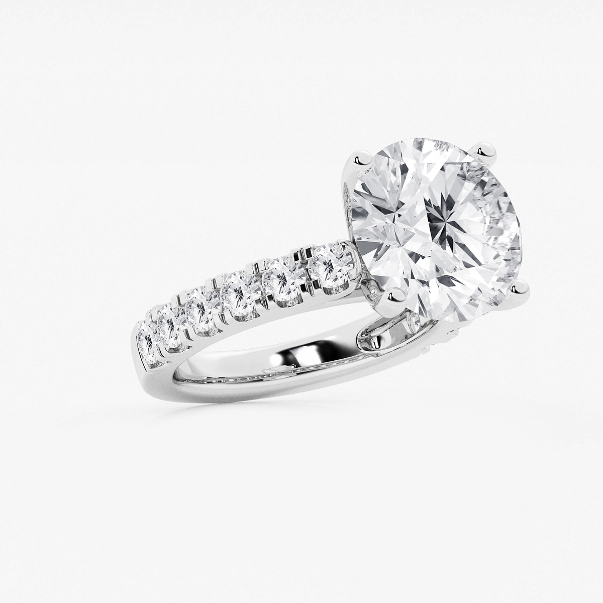 Additional Image 1 for  8 ctw Round Lab Grown Diamond Engagement Ring with Split Prong Side Accents