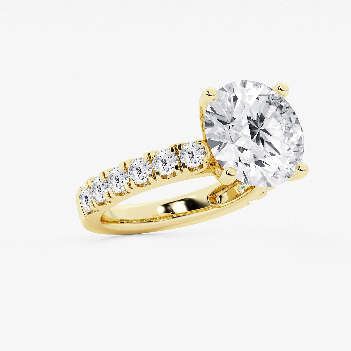 Additional Image 1 for  8 ctw Round Lab Grown Diamond Engagement Ring with Split Prong Side Accents