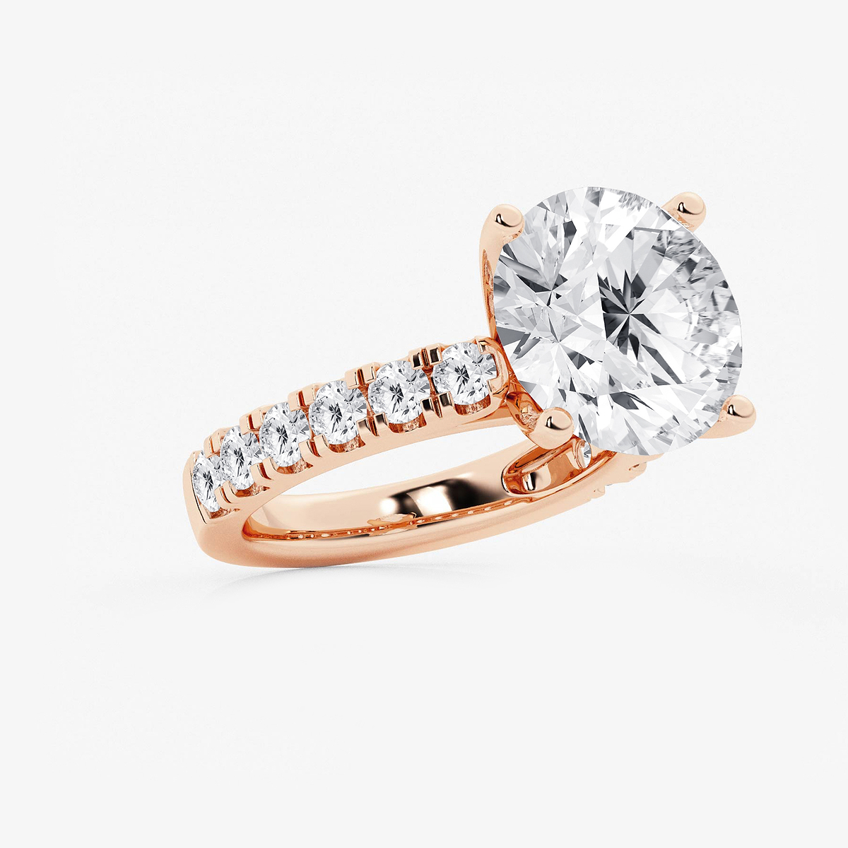 Additional Image 1 for  9 ctw Round Lab Grown Diamond Engagement Ring with Split Prong Side Accents