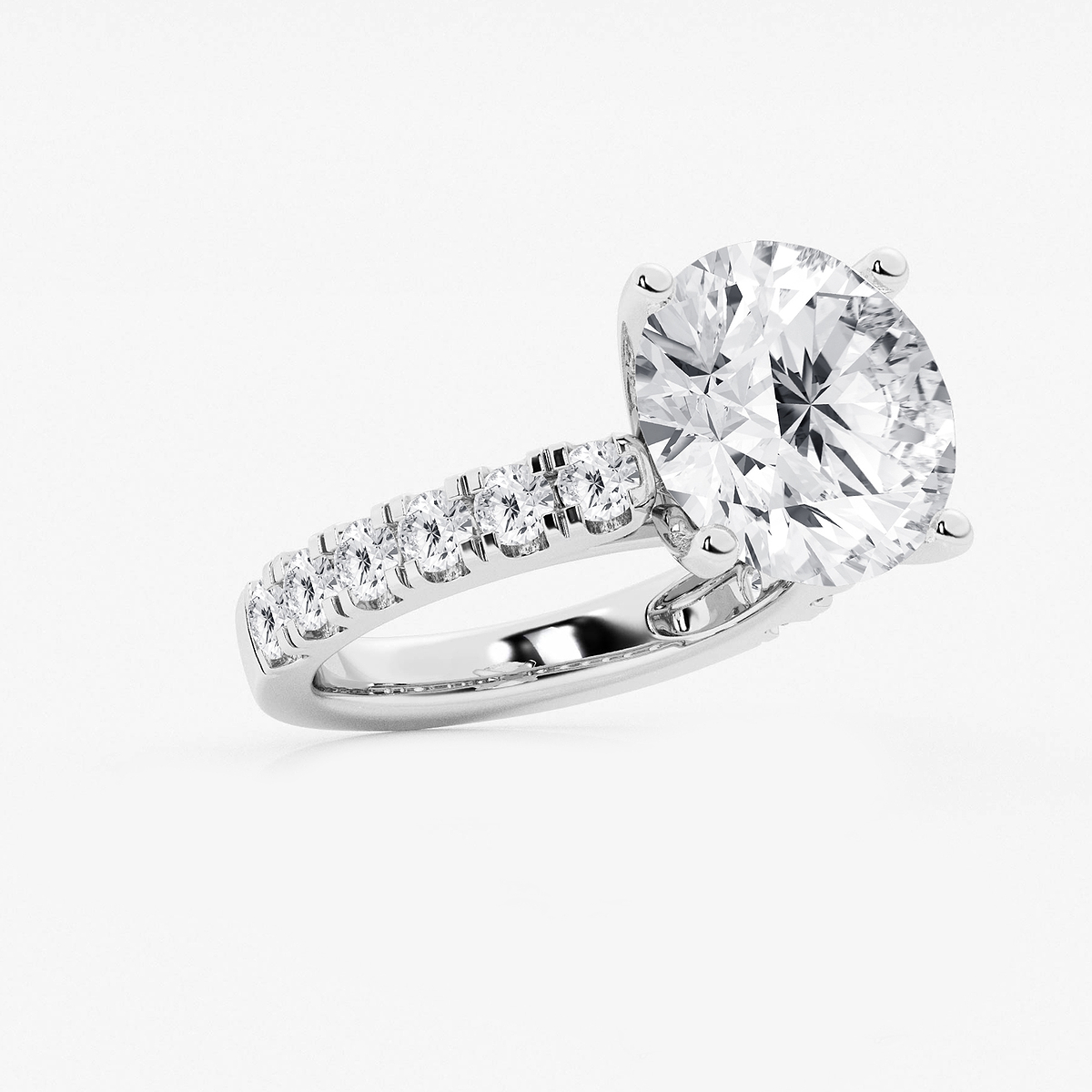 Additional Image 1 for  9 ctw Round Lab Grown Diamond Engagement Ring with Split Prong Side Accents