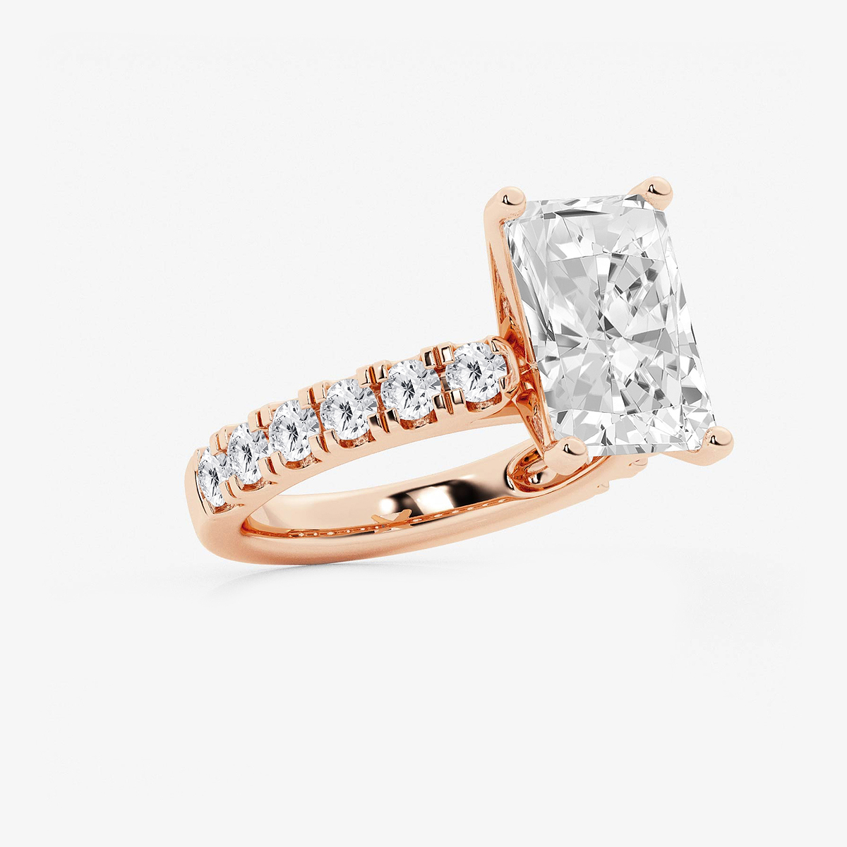 Additional Image 1 for  7 ctw Radiant Lab Grown Diamond Engagement Ring with Split Prong Side Accents