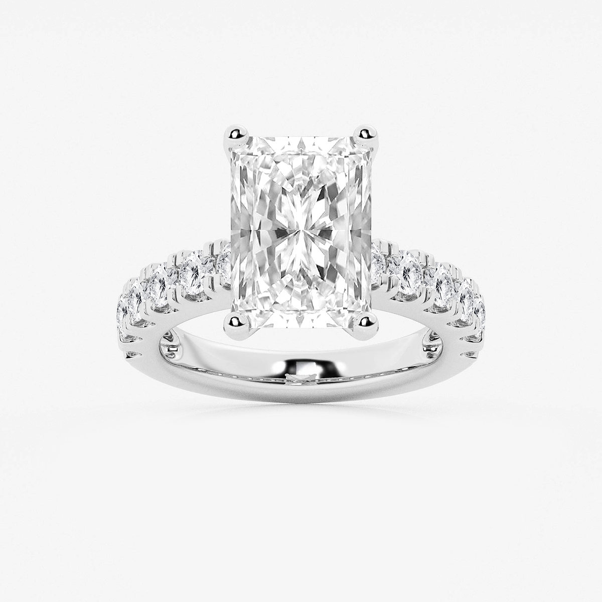 7 ctw Radiant Lab Grown Diamond Engagement Ring with Split Prong Side Accents
