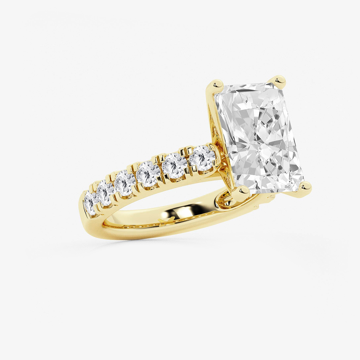 Additional Image 1 for  7 ctw Radiant Lab Grown Diamond Engagement Ring with Split Prong Side Accents