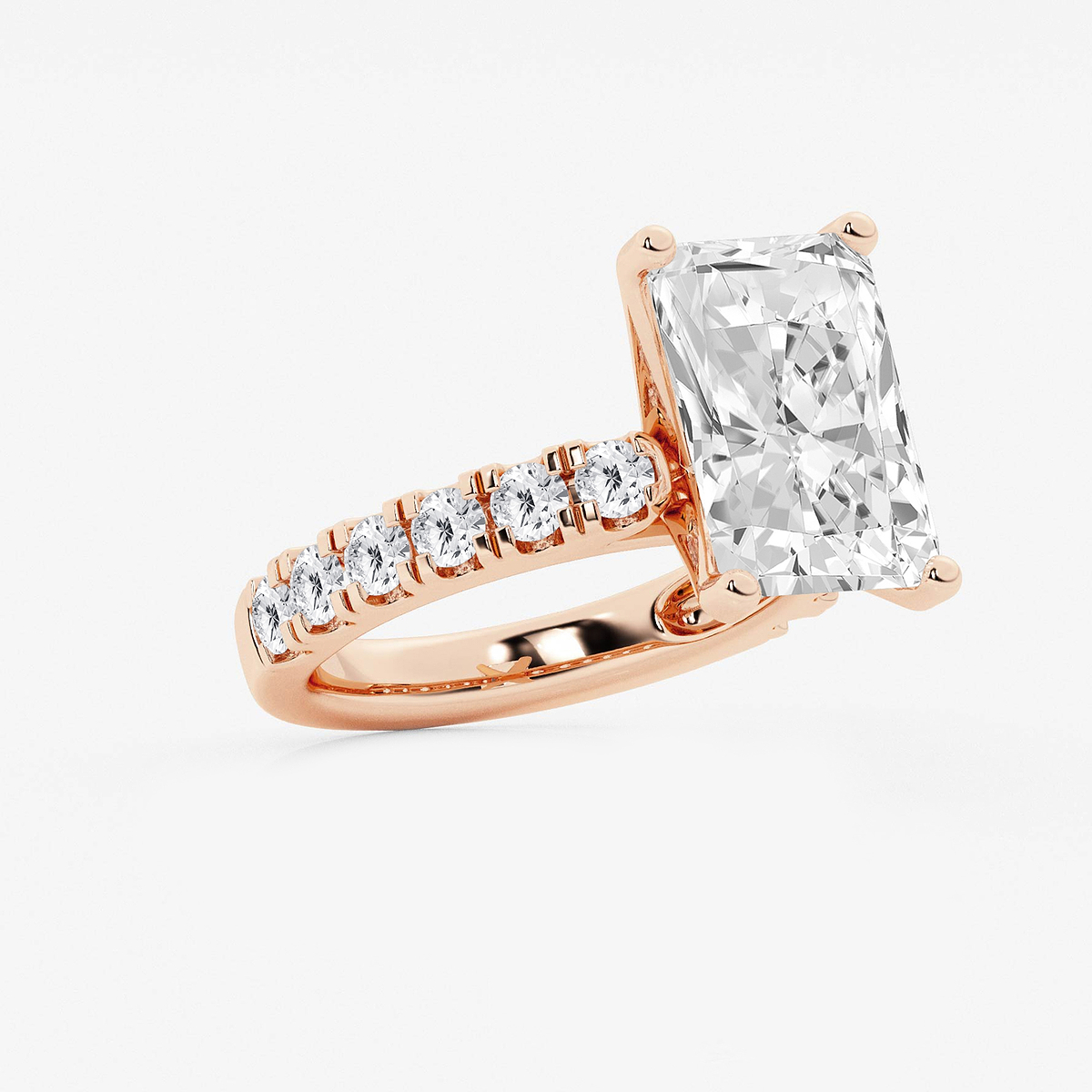 Additional Image 1 for  8 ctw Radiant Lab Grown Diamond Engagement Ring with Split Prong Side Accents