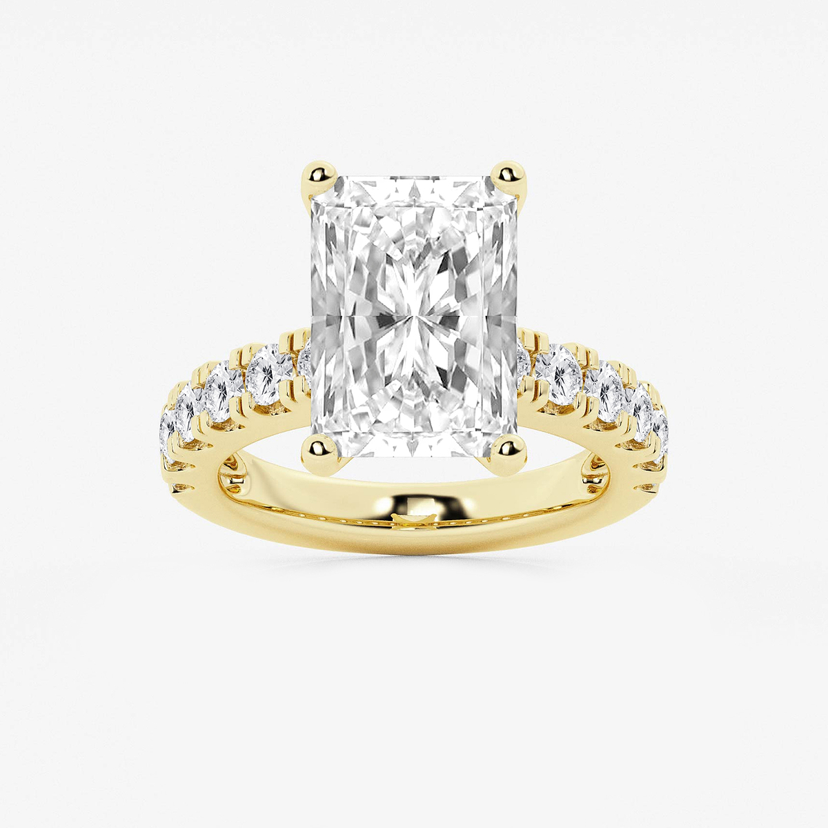 8 ctw Radiant Lab Grown Diamond Engagement Ring with Split Prong Side Accents