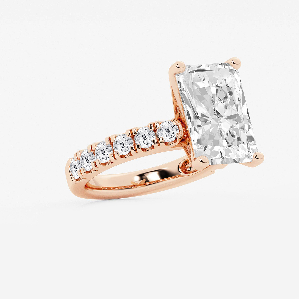 Additional Image 1 for  9 ctw Radiant Lab Grown Diamond Engagement Ring with Split Prong Side Accents