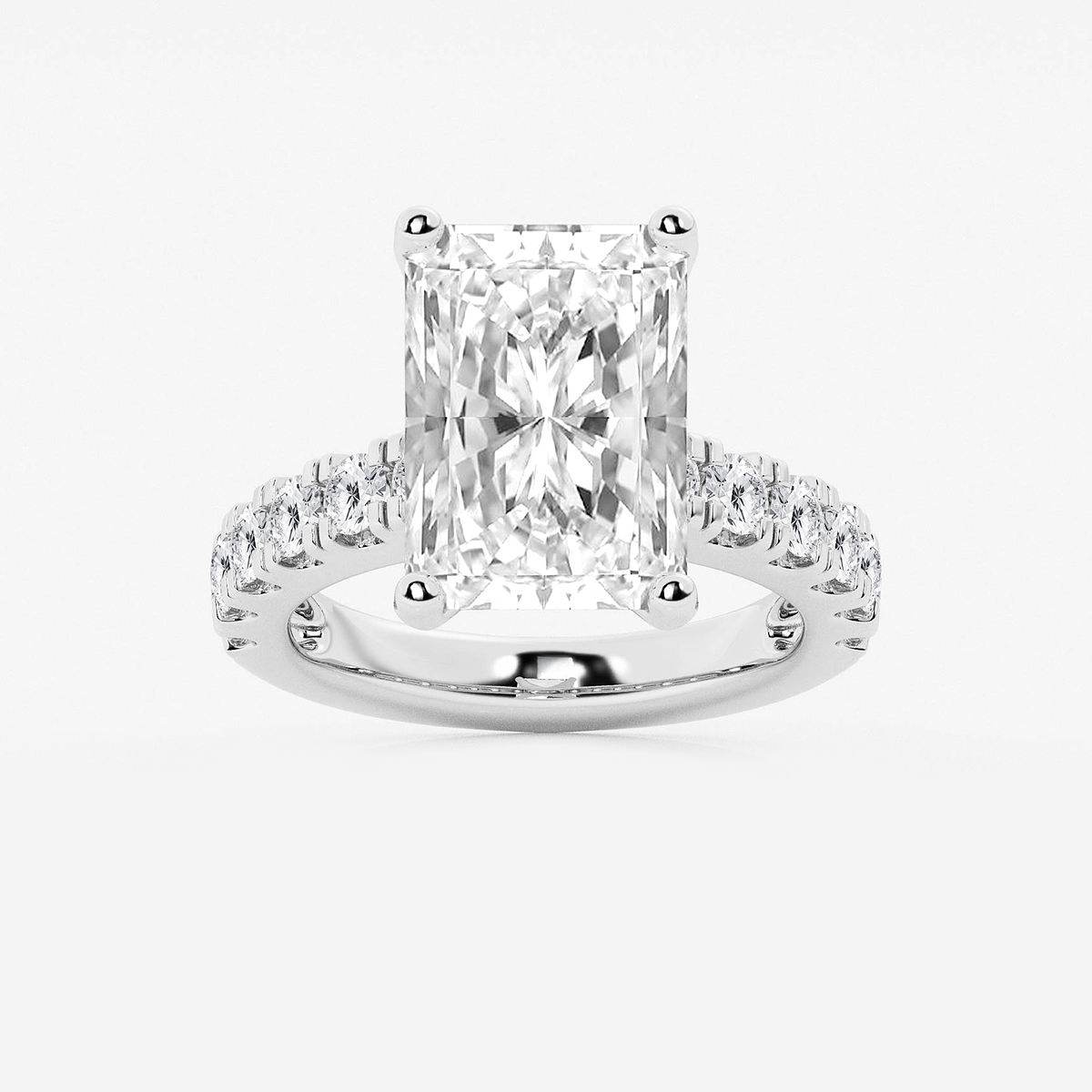 9 ctw Radiant Lab Grown Diamond Engagement Ring with Split Prong Side Accents