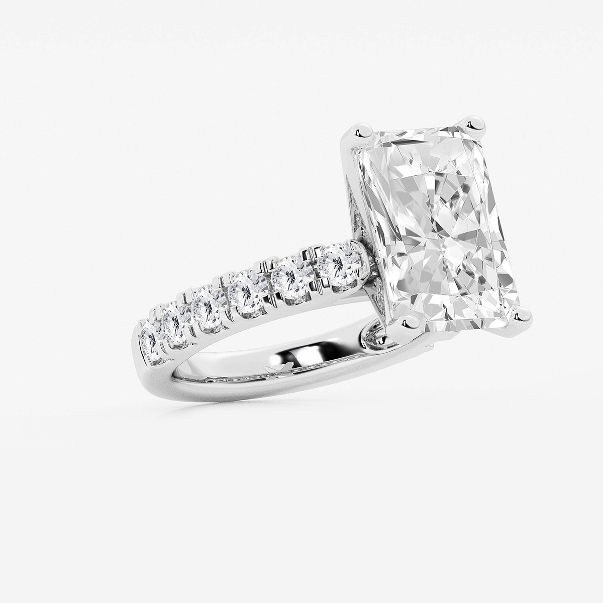 Additional Image 1 for  9 ctw Radiant Lab Grown Diamond Engagement Ring with Split Prong Side Accents