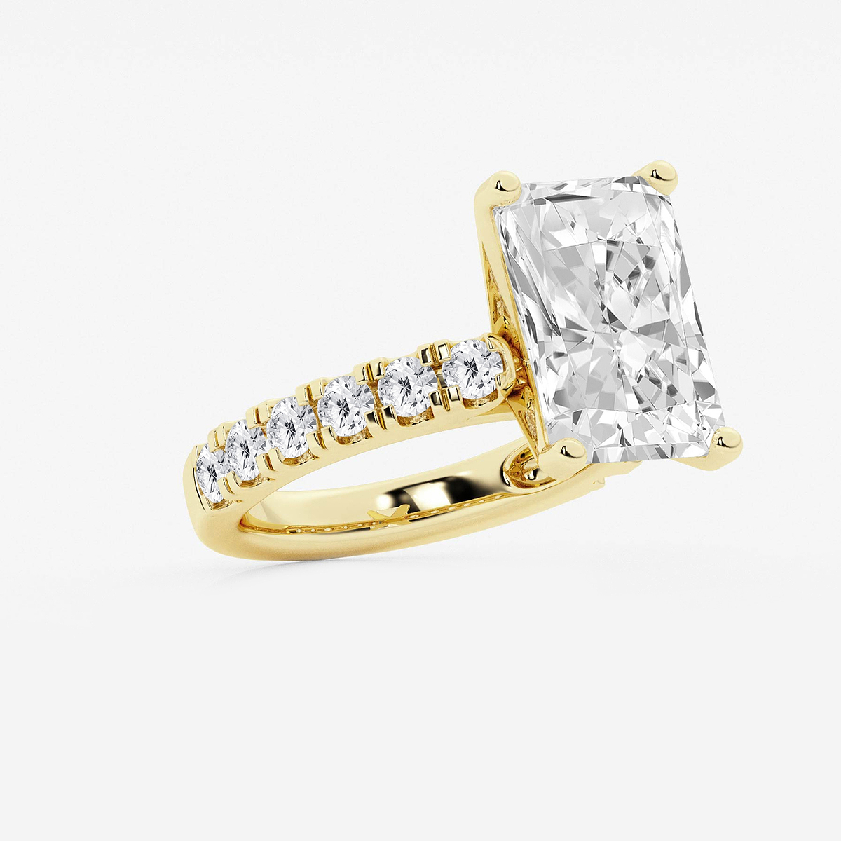 Additional Image 1 for  9 ctw Radiant Lab Grown Diamond Engagement Ring with Split Prong Side Accents