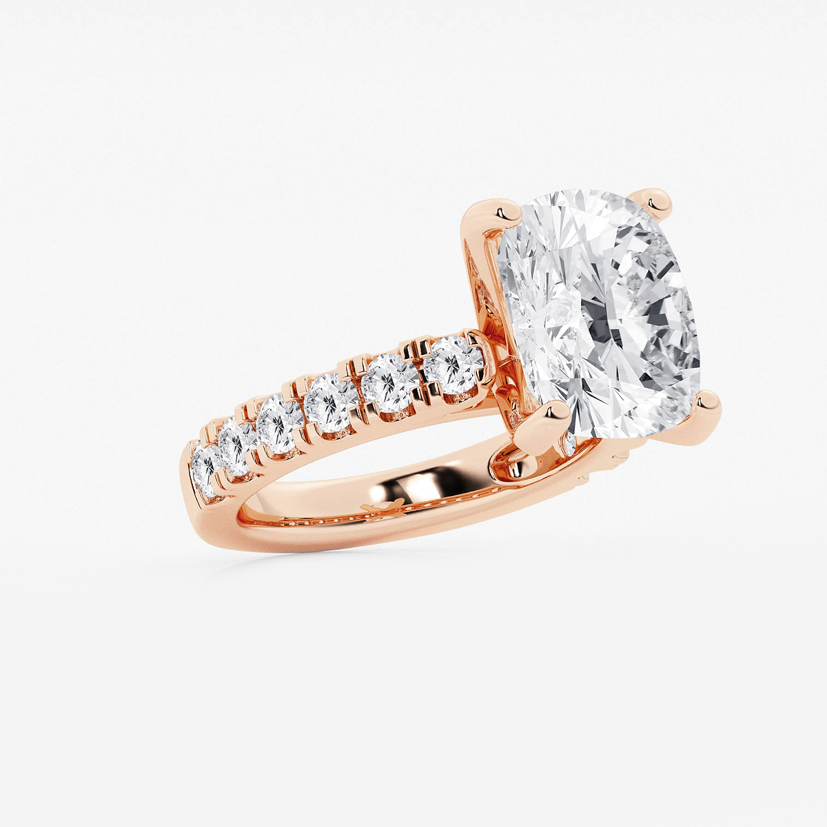 Additional Image 1 for  7 ctw Elongated Cushion Lab Grown Diamond Engagement Ring with Split Prong Side Accents