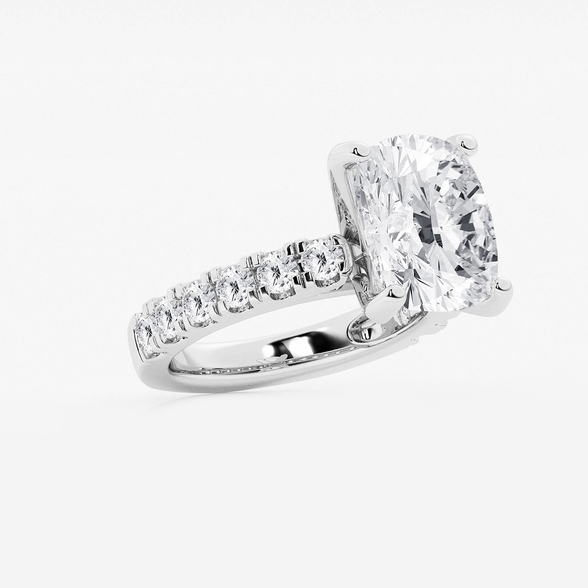 Additional Image 1 for  7 ctw Elongated Cushion Lab Grown Diamond Engagement Ring with Split Prong Side Accents