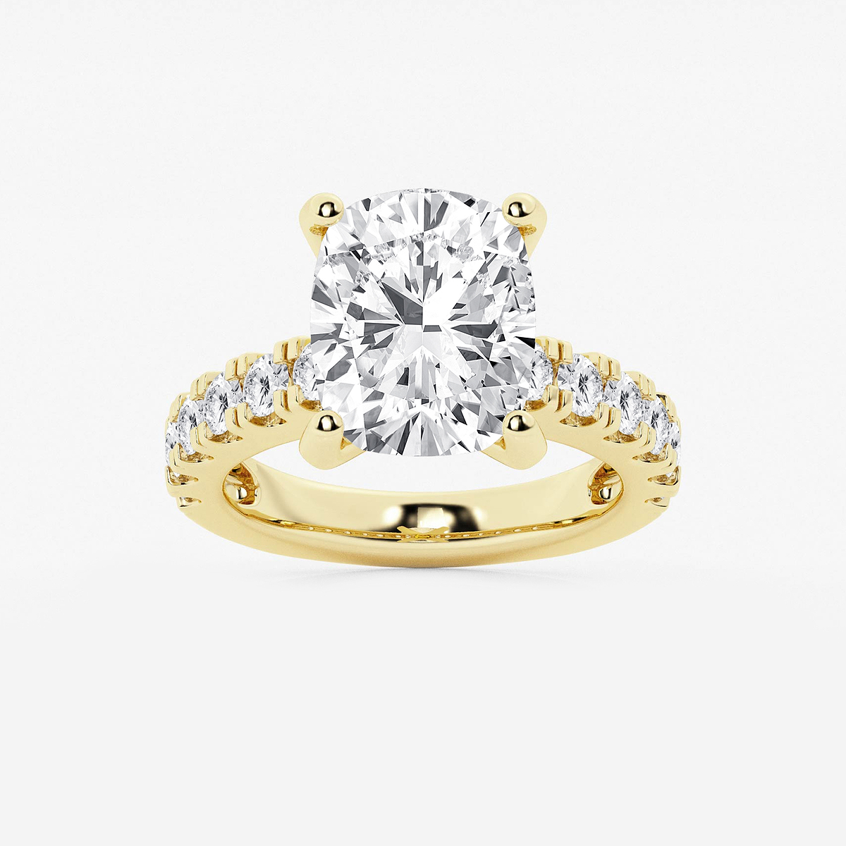 7 ctw Elongated Cushion Lab Grown Diamond Engagement Ring with Split Prong Side Accents
