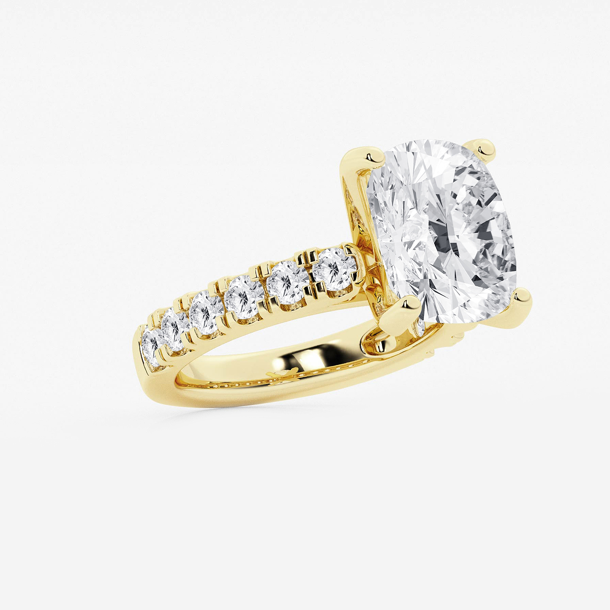 Additional Image 1 for  7 ctw Elongated Cushion Lab Grown Diamond Engagement Ring with Split Prong Side Accents