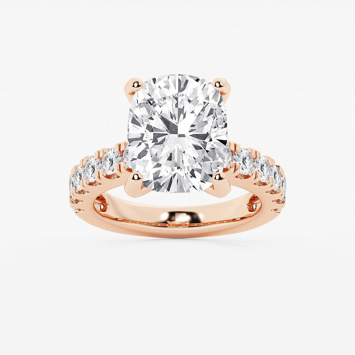 8 ctw Elongated Cushion Lab Grown Diamond Engagement Ring with Split Prong Side Accents