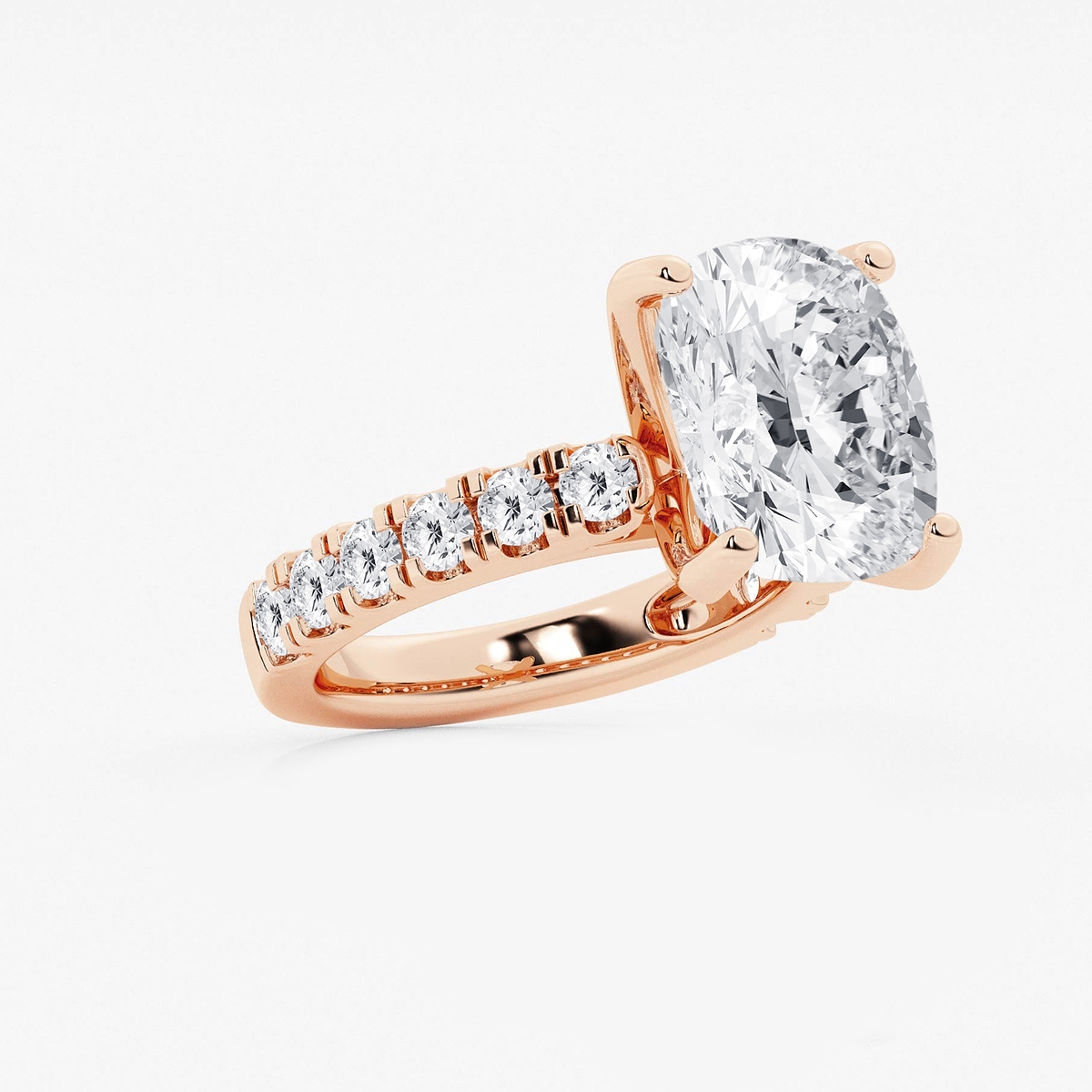 Additional Image 1 for  8 ctw Elongated Cushion Lab Grown Diamond Engagement Ring with Split Prong Side Accents