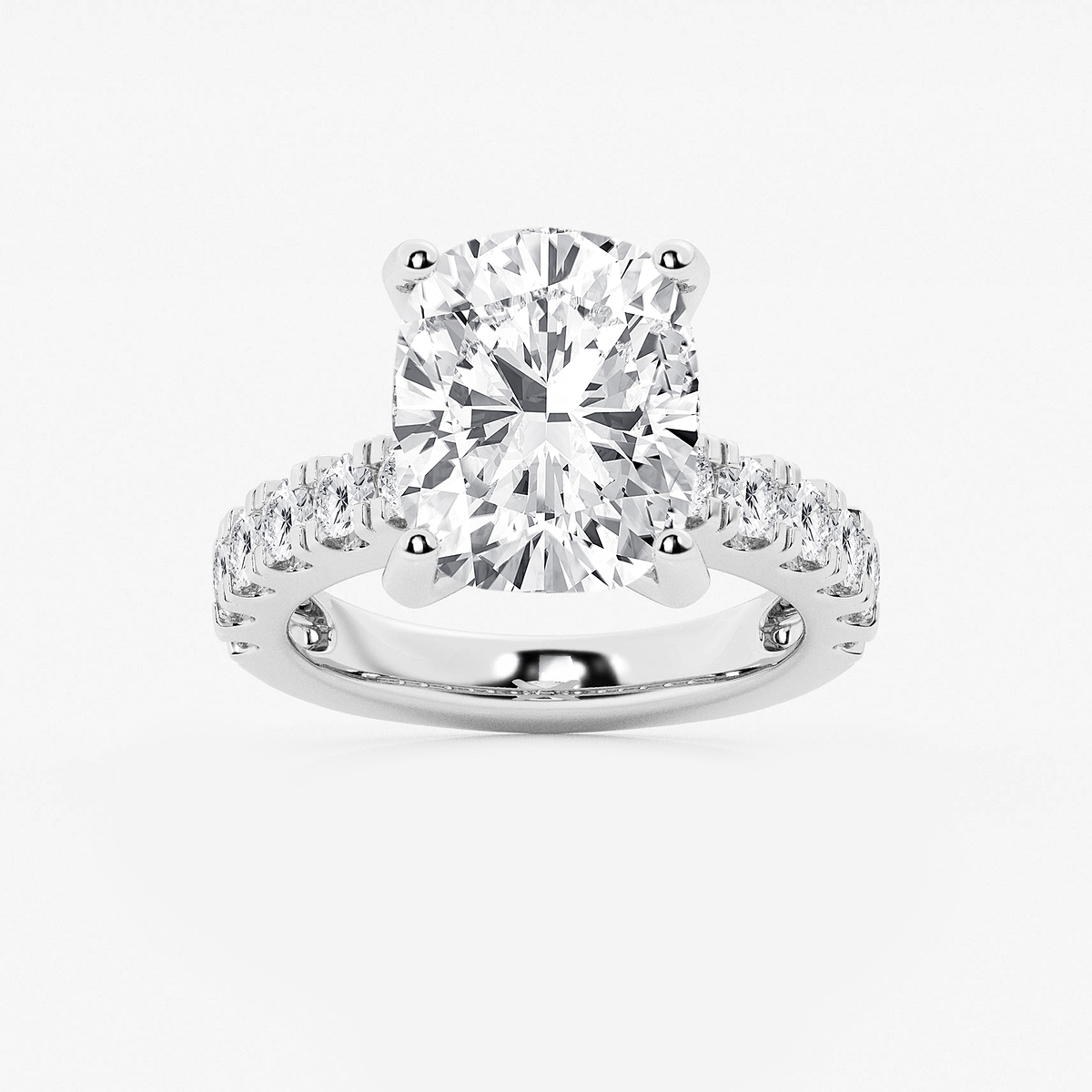 8 ctw Elongated Cushion Lab Grown Diamond Engagement Ring with Split Prong Side Accents