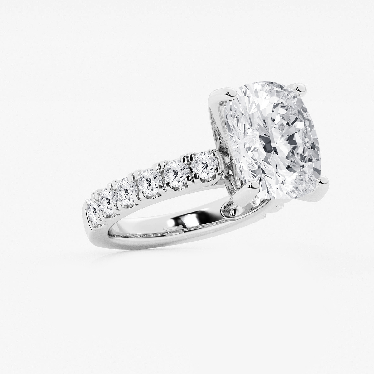 Additional Image 1 for  8 ctw Elongated Cushion Lab Grown Diamond Engagement Ring with Split Prong Side Accents