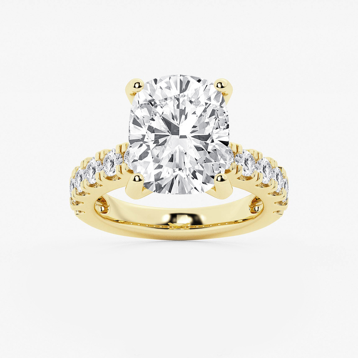 8 ctw Elongated Cushion Lab Grown Diamond Engagement Ring with Split Prong Side Accents