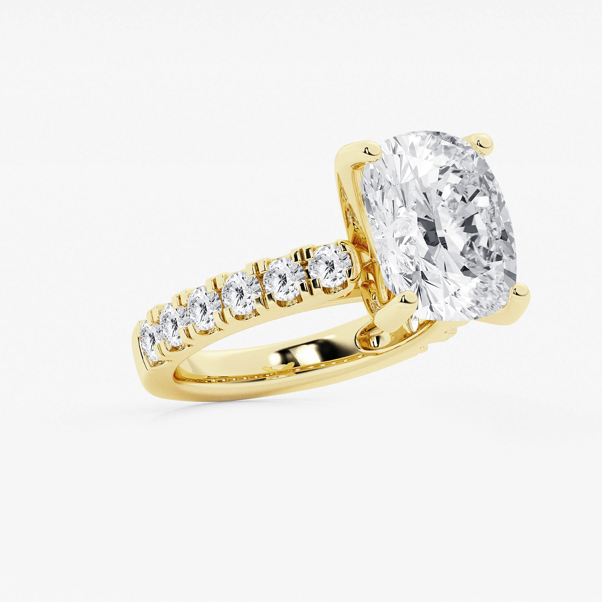 Additional Image 1 for  8 ctw Elongated Cushion Lab Grown Diamond Engagement Ring with Split Prong Side Accents