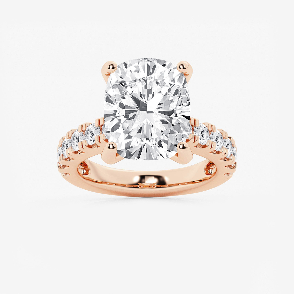 9 ctw Elongated Cushion Lab Grown Diamond Engagement Ring with Split Prong Side Accents