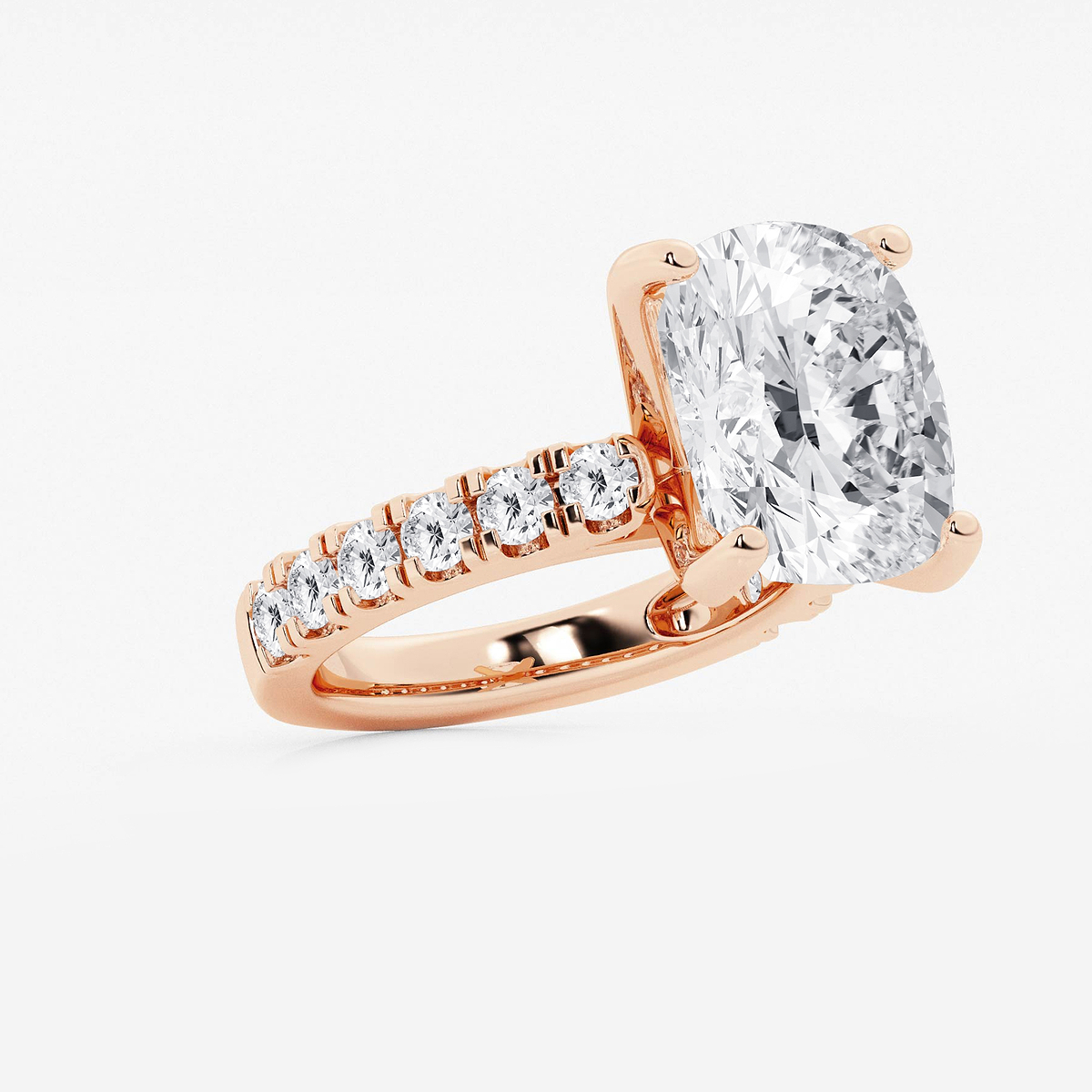Additional Image 1 for  9 ctw Elongated Cushion Lab Grown Diamond Engagement Ring with Split Prong Side Accents