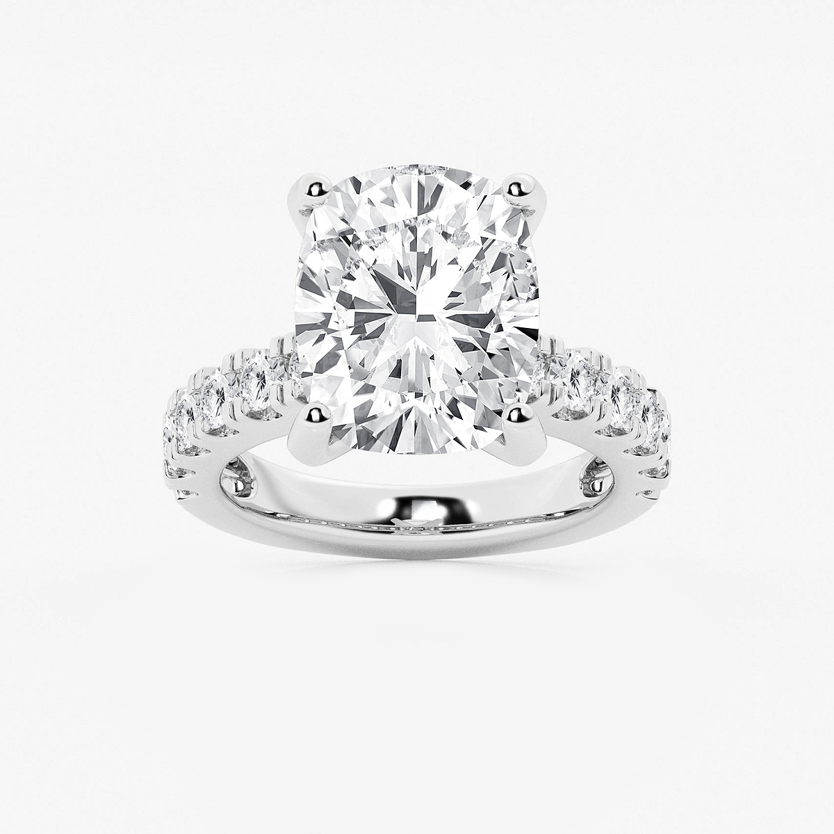 9 ctw Elongated Cushion Lab Grown Diamond Engagement Ring with Split Prong Side Accents