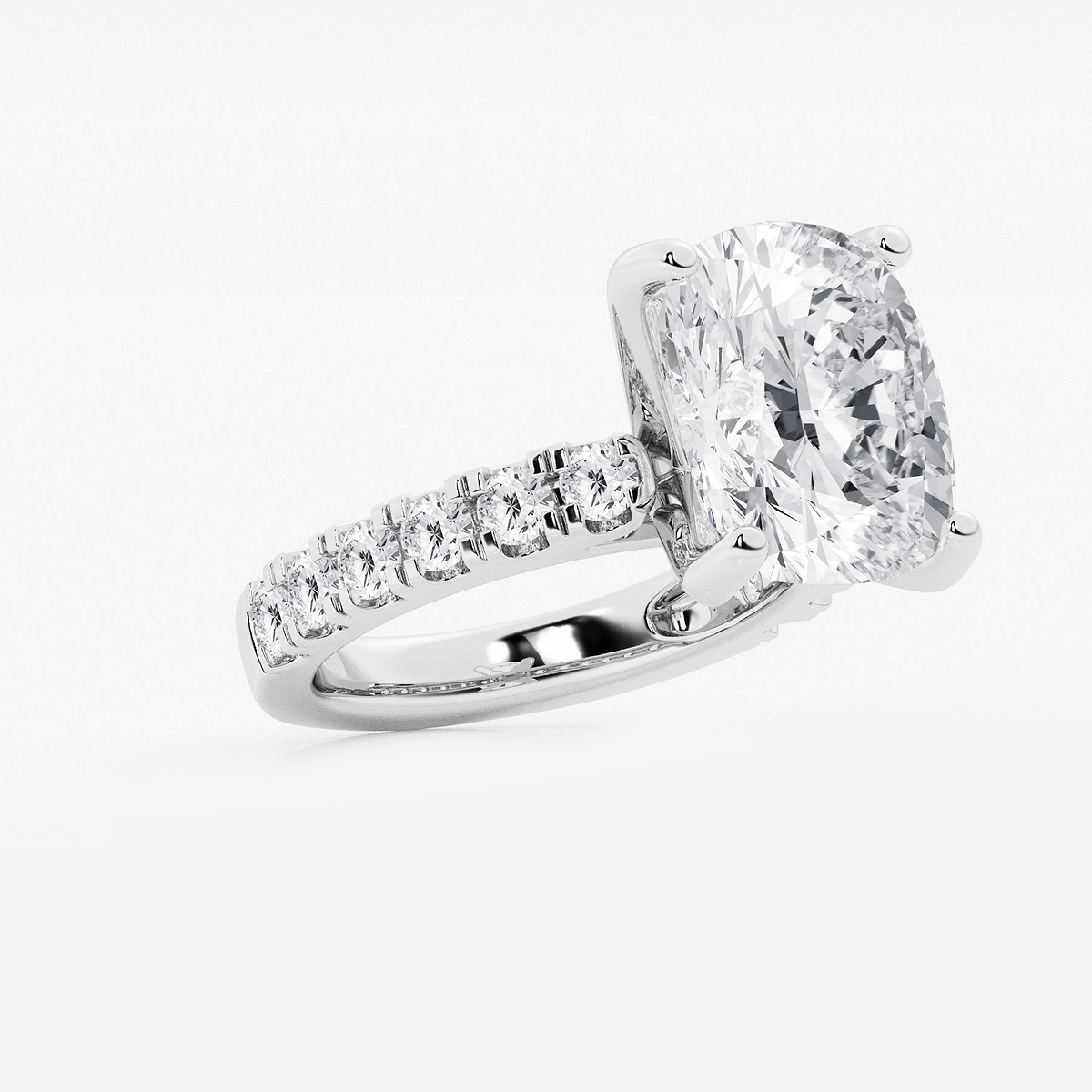 Additional Image 1 for  9 ctw Elongated Cushion Lab Grown Diamond Engagement Ring with Split Prong Side Accents